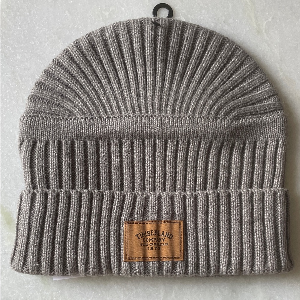 Timberland Taupe Ribbed Beanie